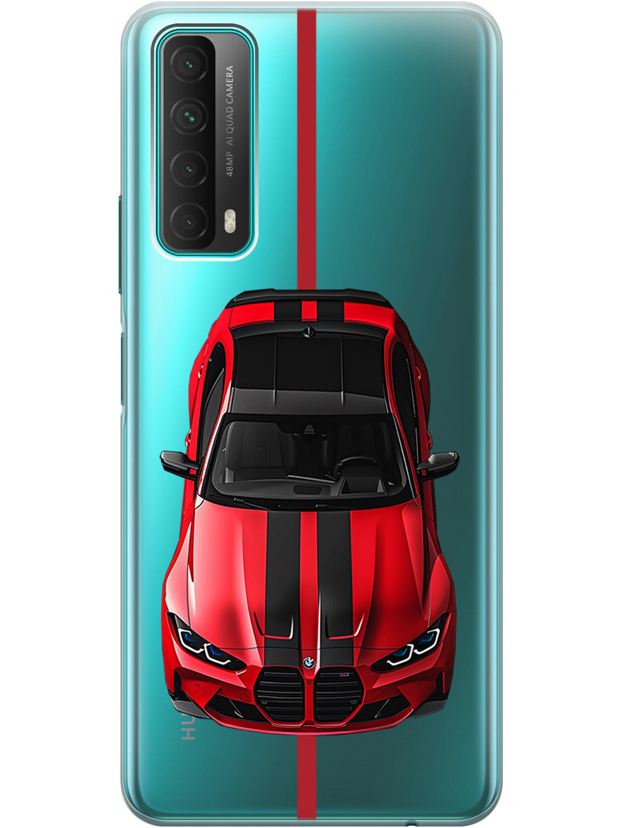 

Силиконовый чехол на Huawei P Smart (2021) с принтом "Красный БМВ", Прозрачный;голубой, 723603051