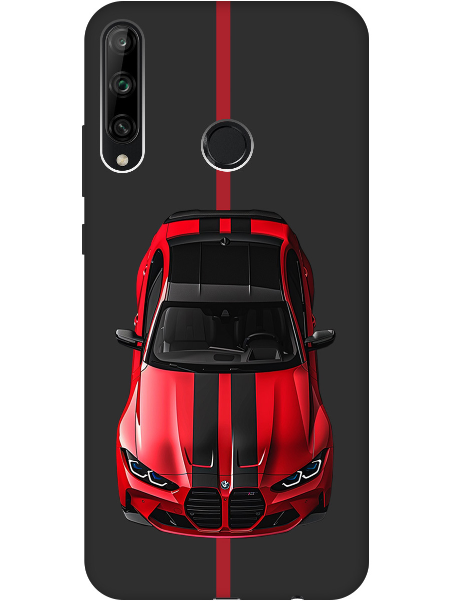 

Силиконовый чехол на Honor 9C, Huawei P40 Lite E с принтом "Красный БМВ" матовый черный, Черный;голубой, 722946251