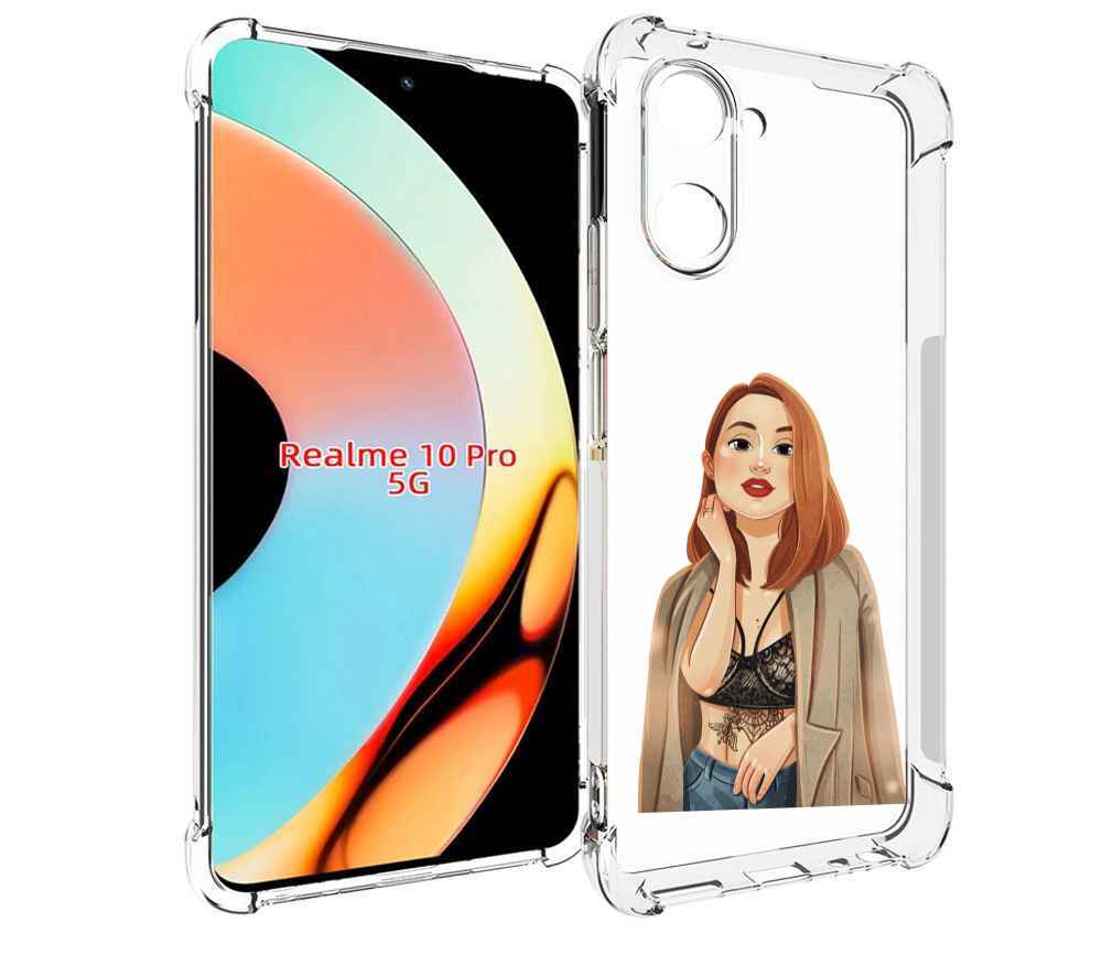 

Чехол бампер MyPads девушка-в-кружевном-2 для Realme 10 Pro прот..., Прозрачный, Tocco