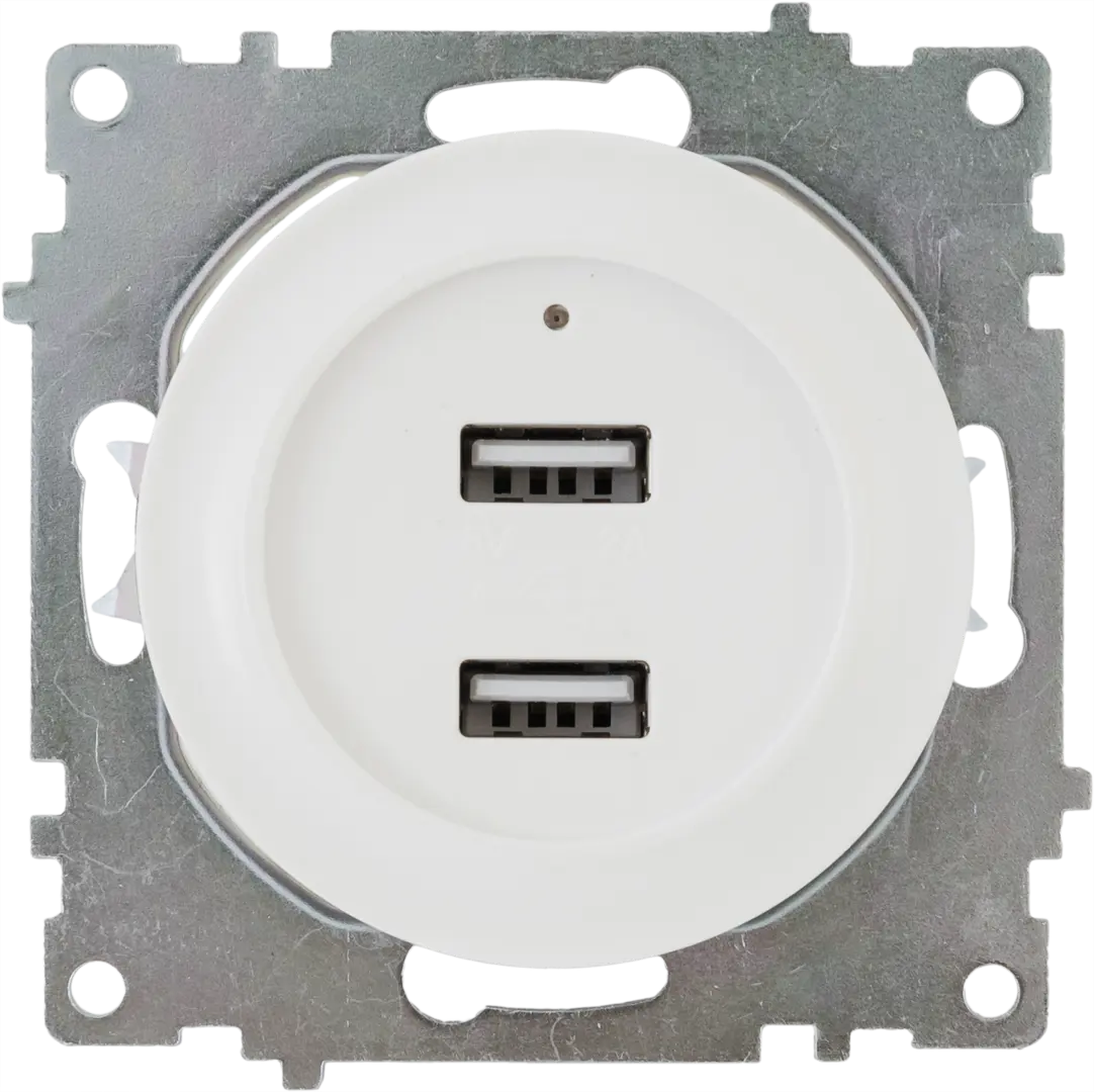 Розетка USB двойная встраиваемая Onekeyelectro, с подсветкой, цвет белый двойная usb розетка onekeyelectro