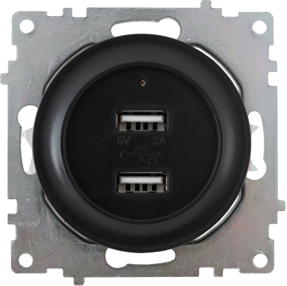 Розетка USB двойная встраиваемая Onekeyelectro, с подсветкой, цвет чёрный розетка переносная ра16 005 250 в чёрный