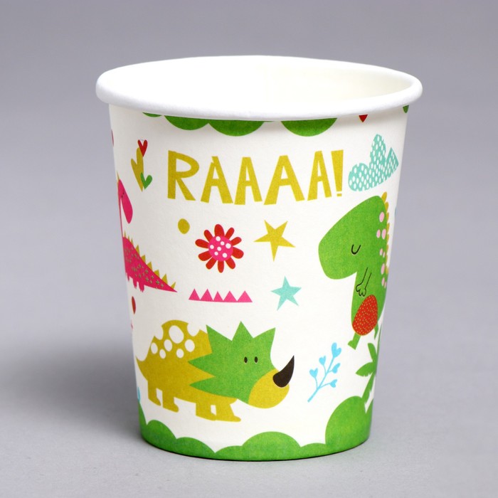 

Стаканы бумажные «Динозавры», в наборе 6 штук, Разноцветный