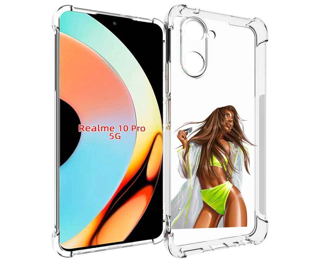 

Чехол бампер MyPads девушка-модель-мулатка для Realme 10 Pro про..., Прозрачный, Tocco