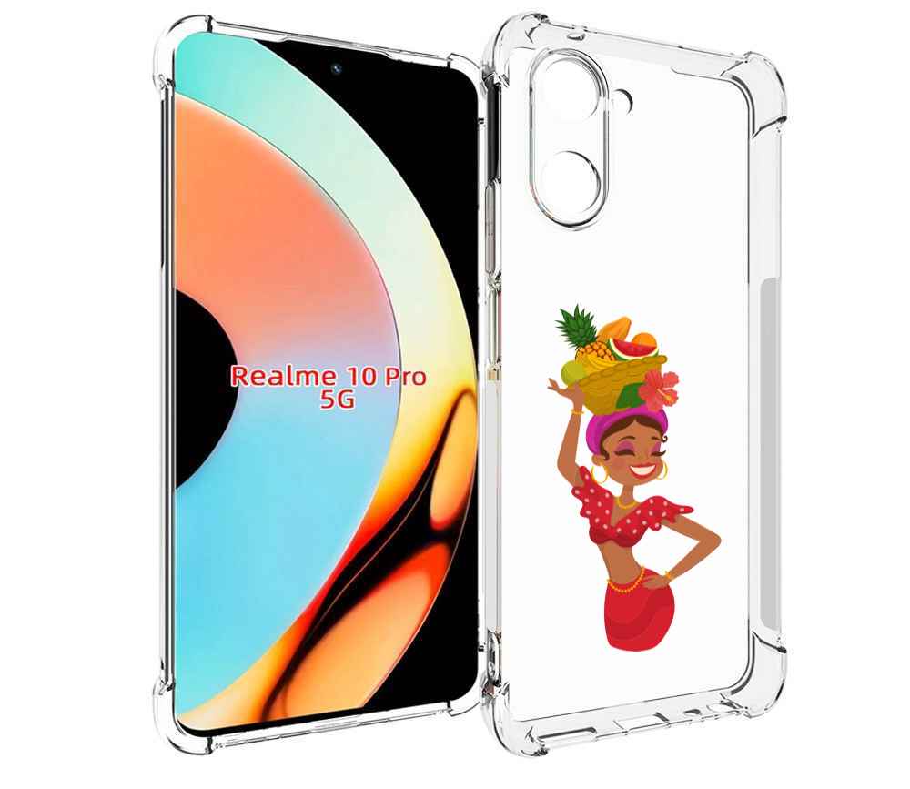 

Чехол бампер MyPads девушка-мулатка для Realme 10 Pro противоуда..., Прозрачный, Tocco