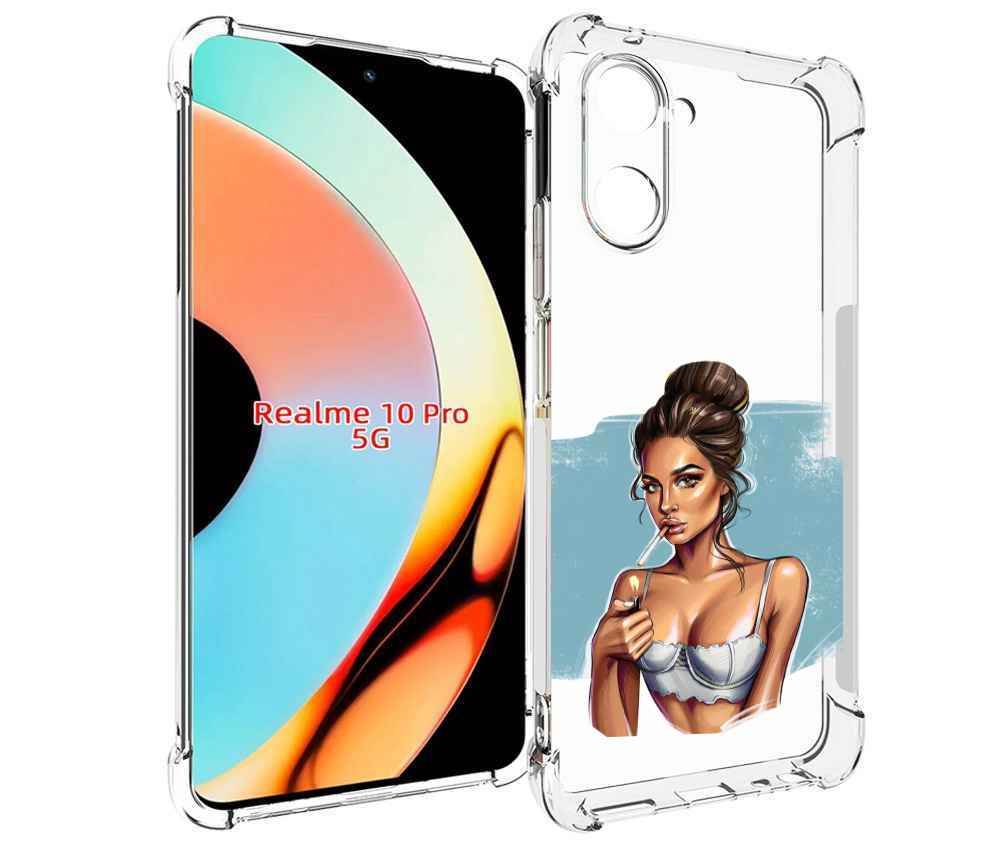 

Чехол бампер MyPads девушка-с-зажигалкой для Realme 10 Pro проти..., Прозрачный, Tocco