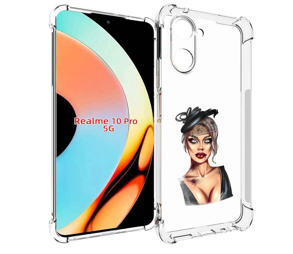 

Чехол бампер MyPads девушка-с-линзами для Realme 10 Pro противоу..., Прозрачный, Tocco