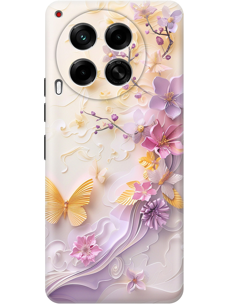 

Силиконовый чехол на Tecno Camon 30 4g/30 5g с принтом "Оранжевые бабочки", Прозрачный;белый;оранжевый;фиолетовый, 782632423