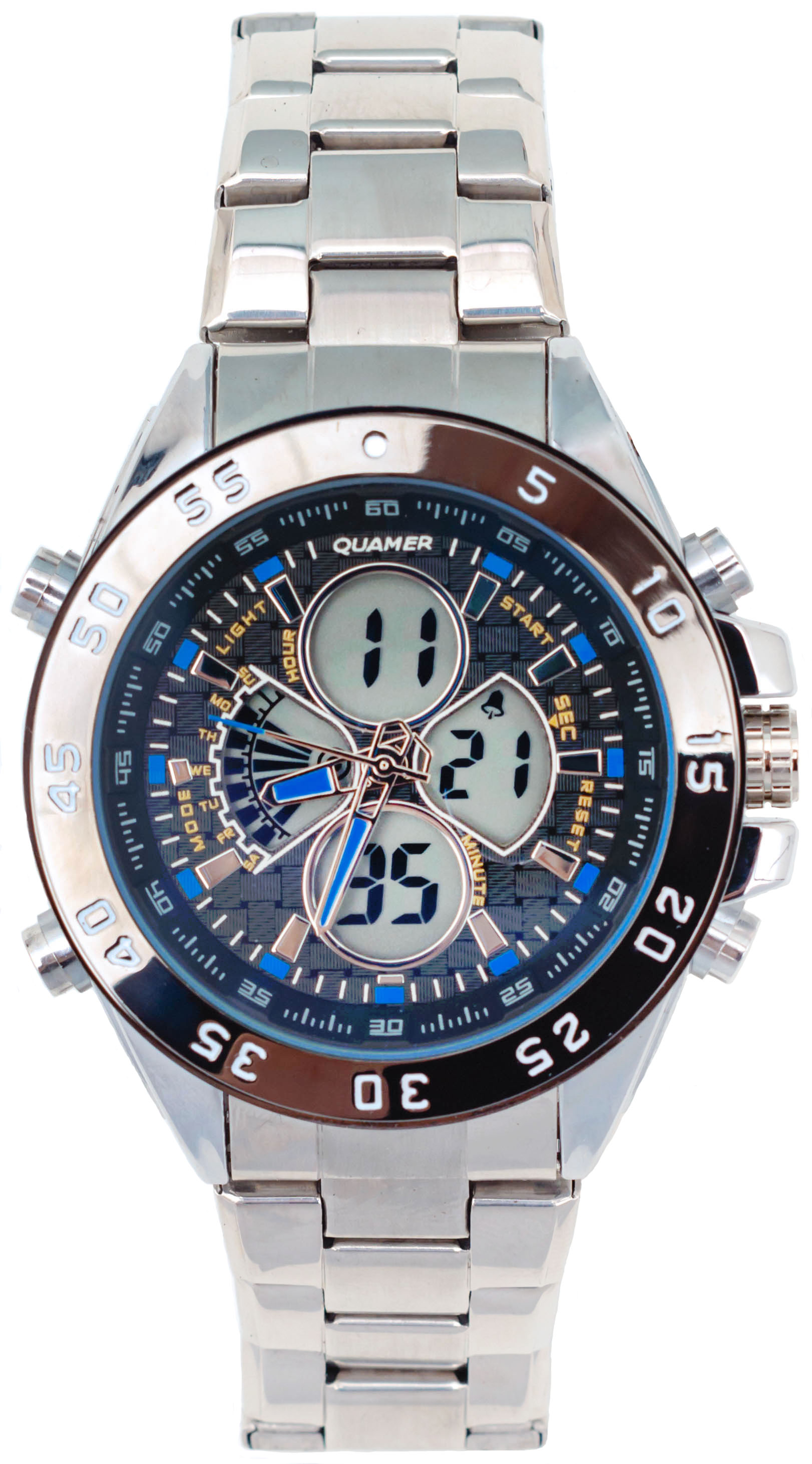 Наручные часы мужские QUAMER 1103SSBLWB серебристые