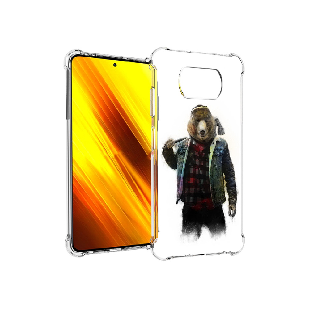 

Чехол MyPads Tocco для Xiaomi Poco X3 медведь с топором (PT154881.262.469), Прозрачный, Tocco