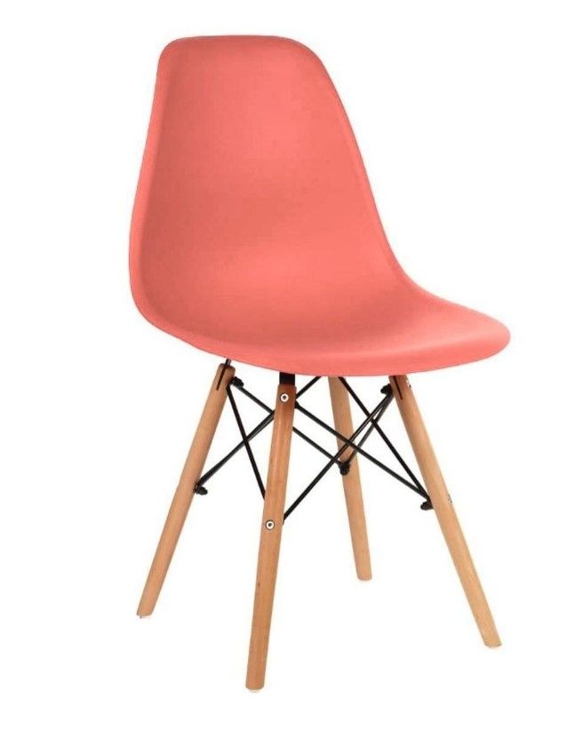 Стул для кухни СтулБержи EAMES DSW, деревянные ножки, 1 шт., коралловый