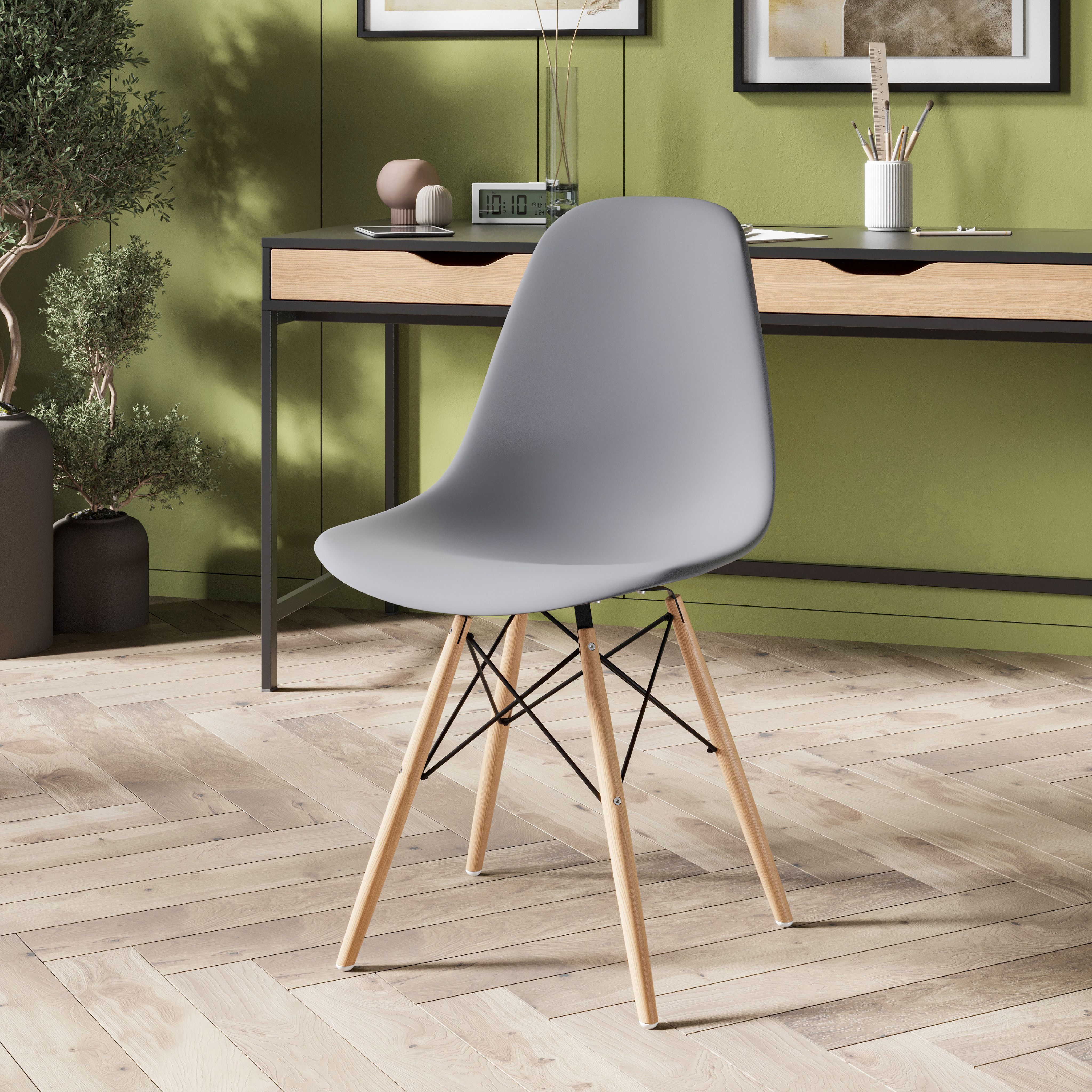 Стул для кухни СтулБержи EAMES DSW, деревянные ножки, 1 шт., серый