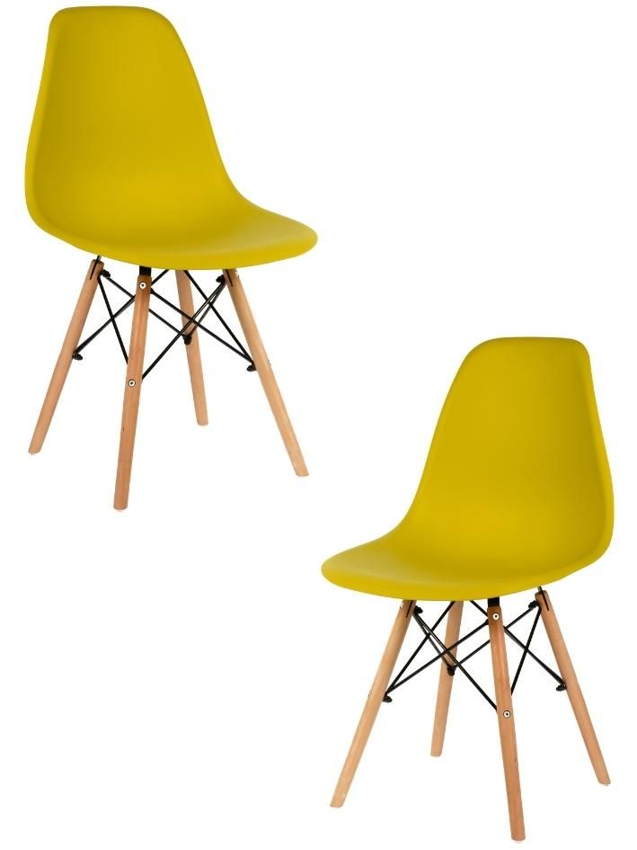 Стул для кухни СтулБержи EAMES DSW, деревянные ножки, 2 шт., горчичный