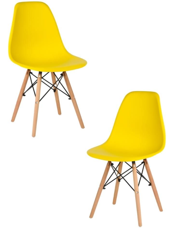 Стул для кухни СтулБержи EAMES DSW, деревянные ножки, 2 шт., желтый