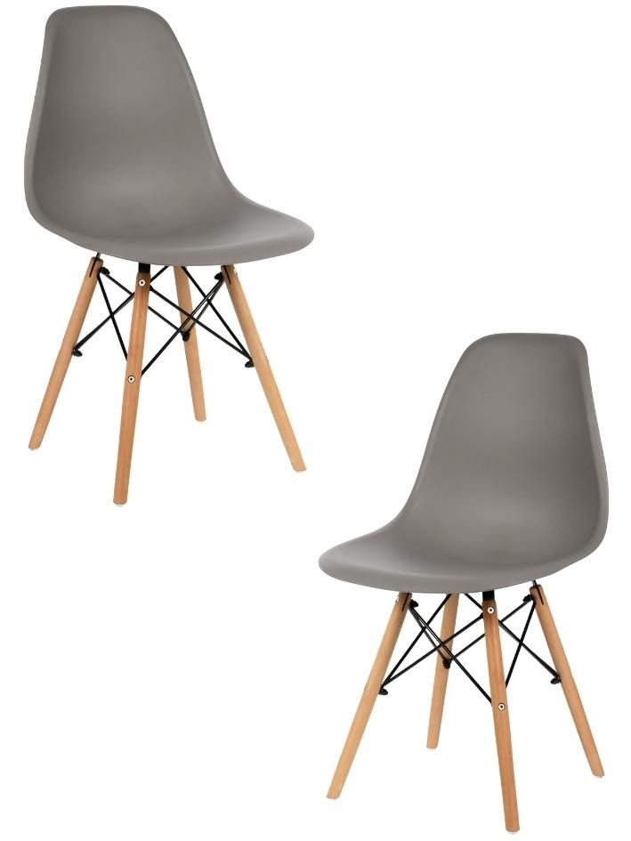 Стул для кухни СтулБержи EAMES DSW, деревянные ножки, 2 шт., серо-коричневый