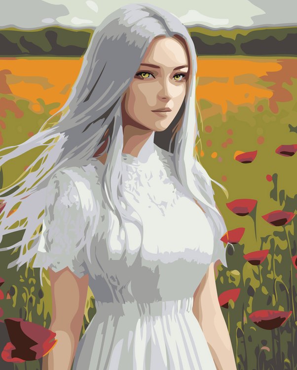 Картина по номерам Цветное Девушка со светлыми волосами в поле