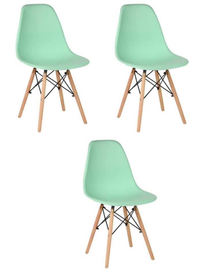 Стул для кухни СтулБержи EAMES DSW, деревянные ножки, 3 шт., мятный