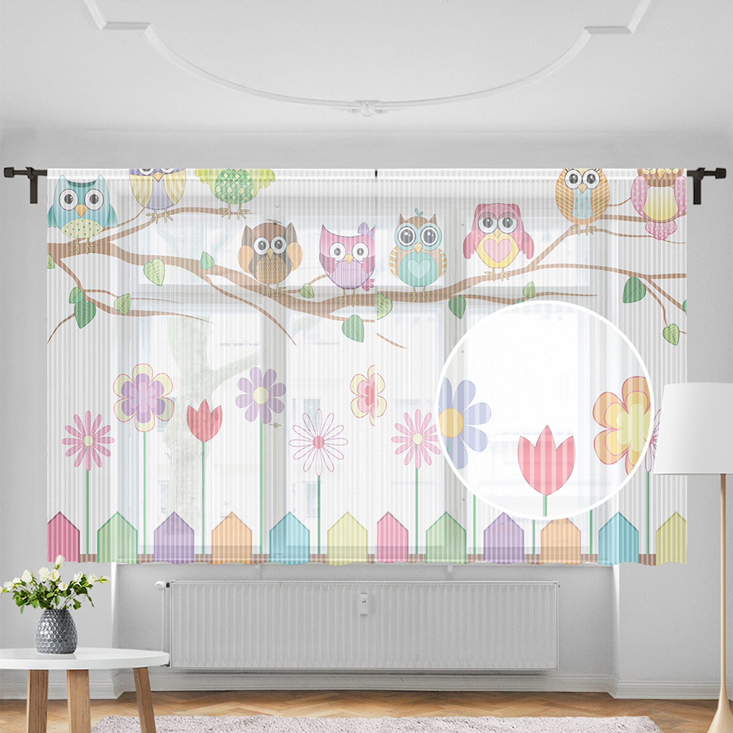 фото Тюль joyarty "веселые совы", 155х180 см