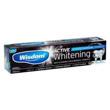 Зубная паста Wisdom, Active Whitening Charcoal, 75 мл