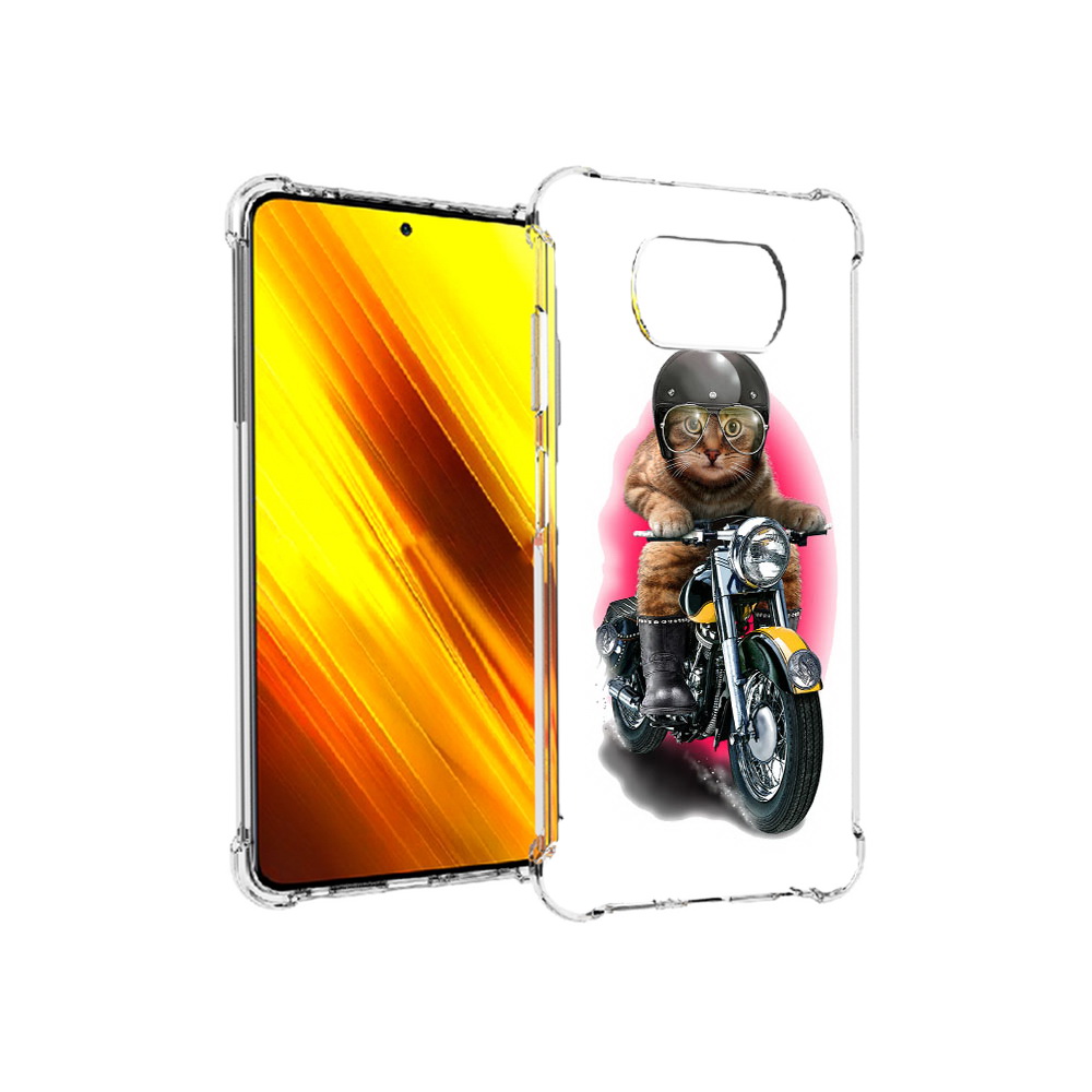 

Чехол MyPads Tocco для Xiaomi Poco X3 мото-кот (PT154881.262.485), Прозрачный, Tocco