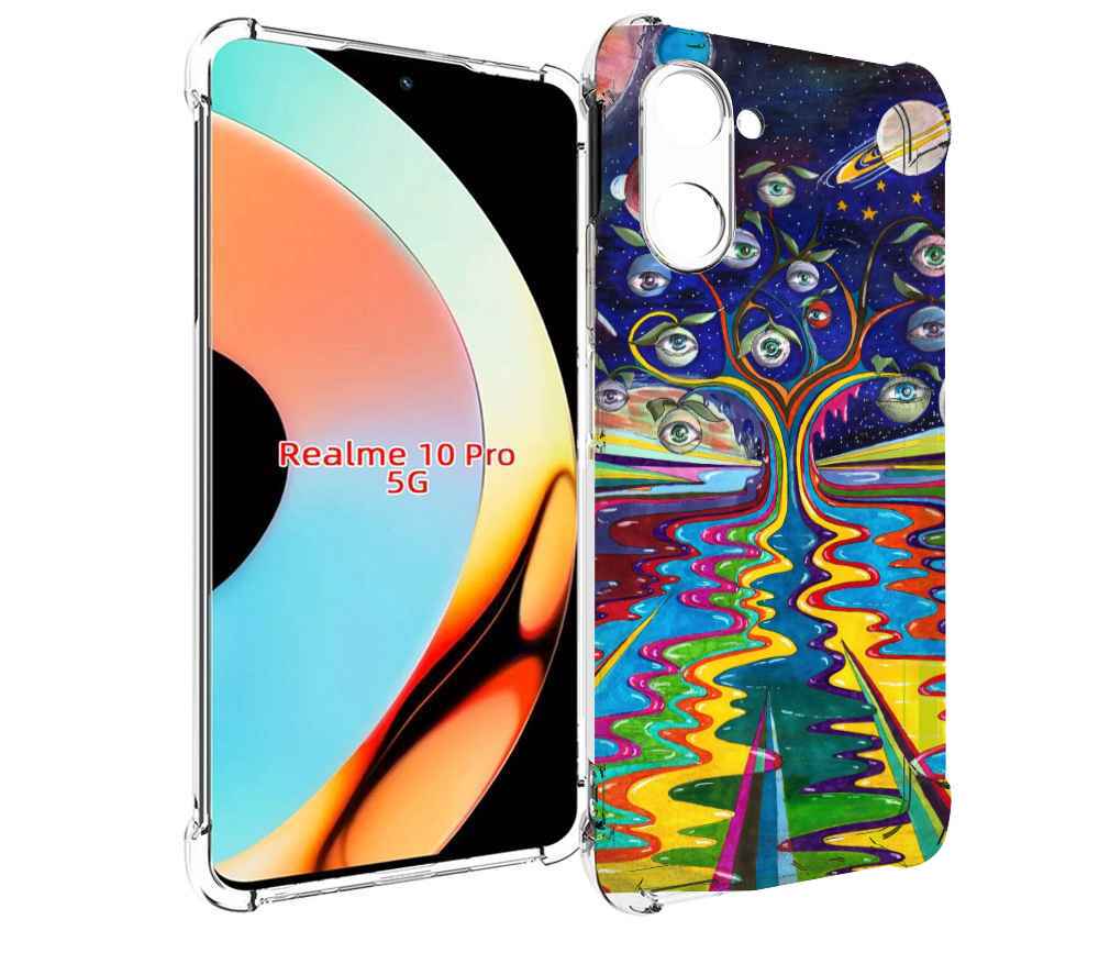 

Чехол бампер MyPads дерево с глазами акварель для Realme 10 Pro ..., Прозрачный, Tocco