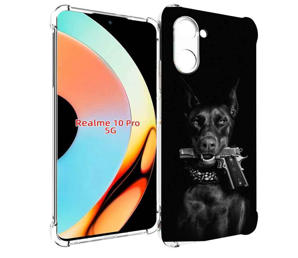 

Чехол бампер MyPads доберман мужской для Realme 10 Pro противоуд..., Прозрачный, Tocco