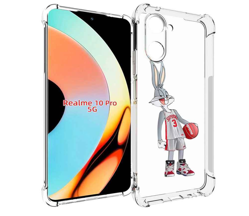 

Чехол бампер MyPads заяц-баскетболист женский для Realme 10 Pro ..., Прозрачный, Tocco
