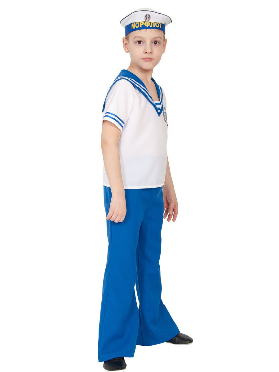 фото Карнавальный костюм карнавалофф моряк, цв. синий; белый р.122