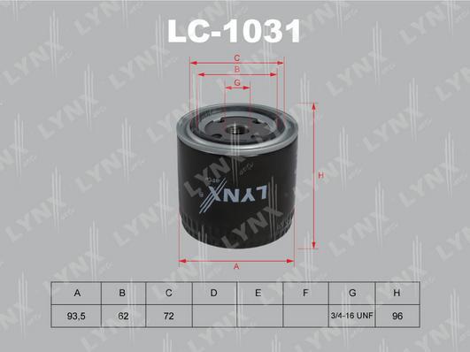 

Фильтр масляный LYNXauto LC-1031
