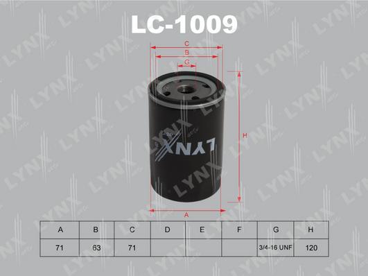 

Фильтр масляный LYNXauto LC-1009