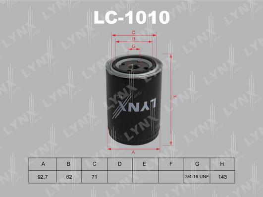 

Фильтр масляный LYNXauto LC-1010