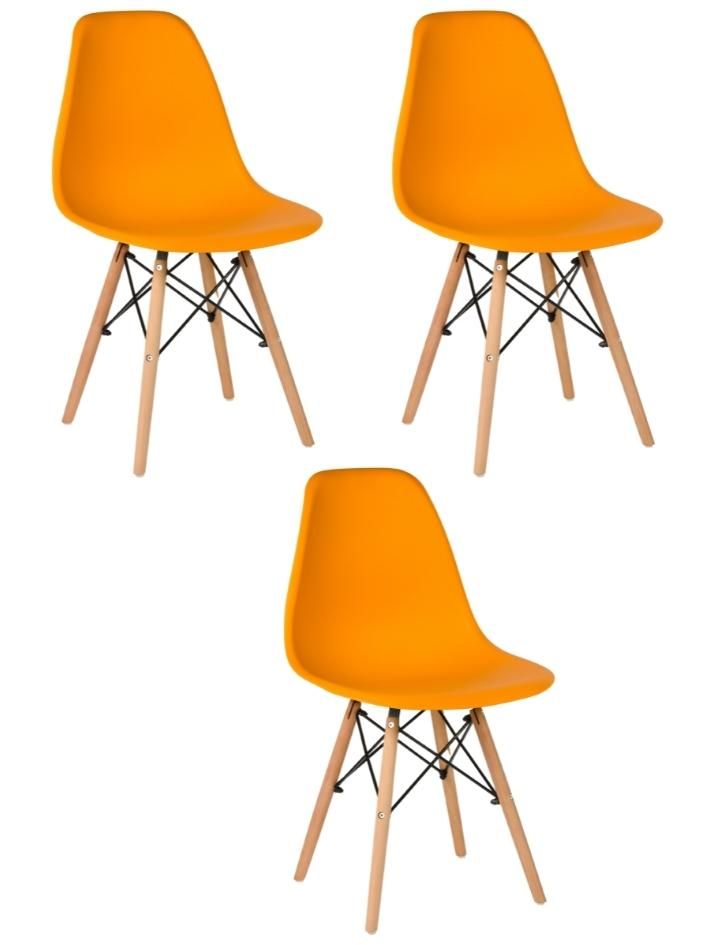 Стул для кухни СтулБержи EAMES DSW, деревянные ножки, 3 шт., оранжевый