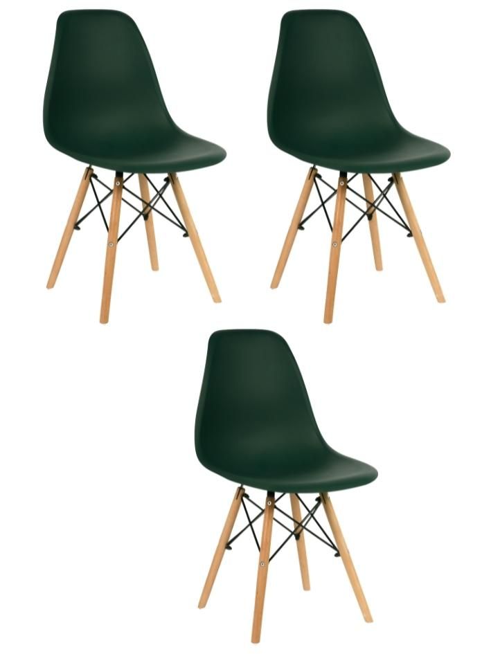 

Стул для кухни СтулБержи EAMES DSW, деревянные ножки, 3 шт., темно-зеленый, EAMES DSW-3