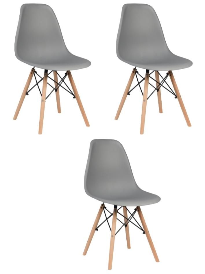 Стул для кухни СтулБержи EAMES DSW, деревянные ножки, 3 шт., темно-серый