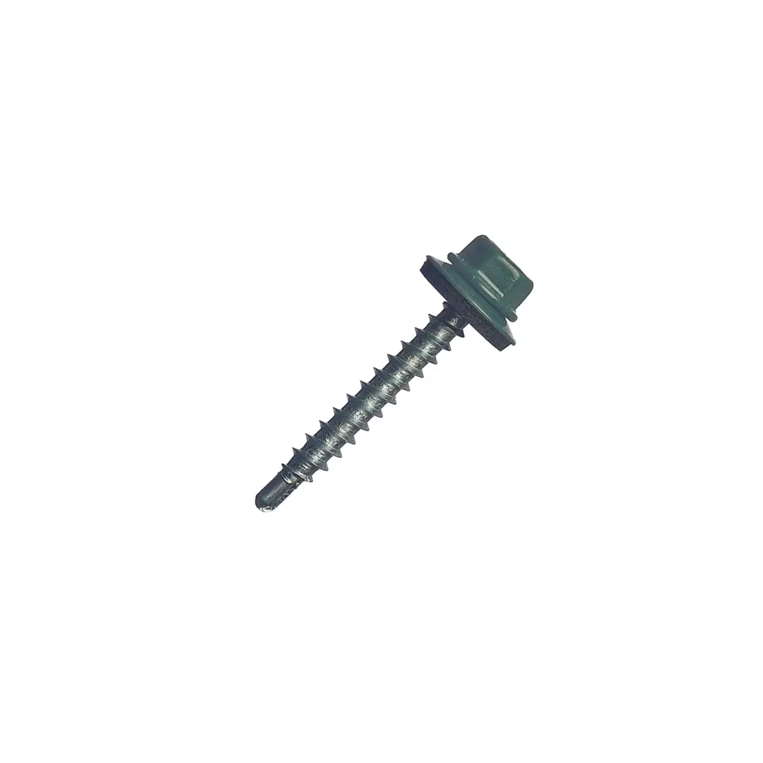 

Кровельные саморезы с буром 4.8x35 цвет зеленый 200 шт./уп.
