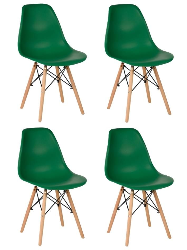 Стул для кухни СтулБержи EAMES DSW, деревянные ножки, 4 шт., изумрудный