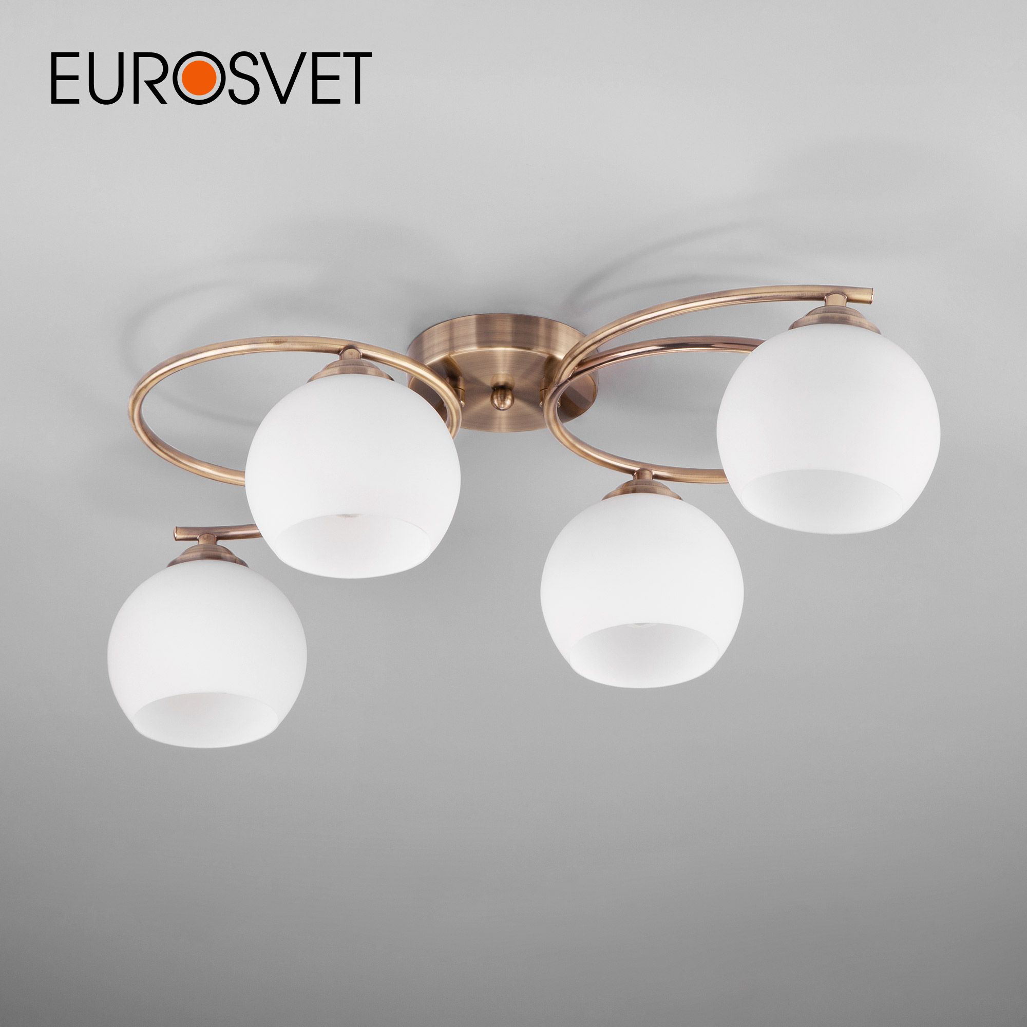 

Потолочная люстра на 4 стеклянных плафона Eurosvet Alba 30144/4 Е27 античная бронза