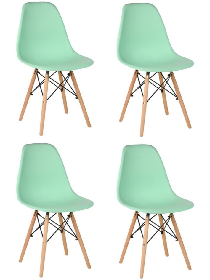 Стул для кухни СтулБержи EAMES DSW, деревянные ножки, 4 шт., мятный