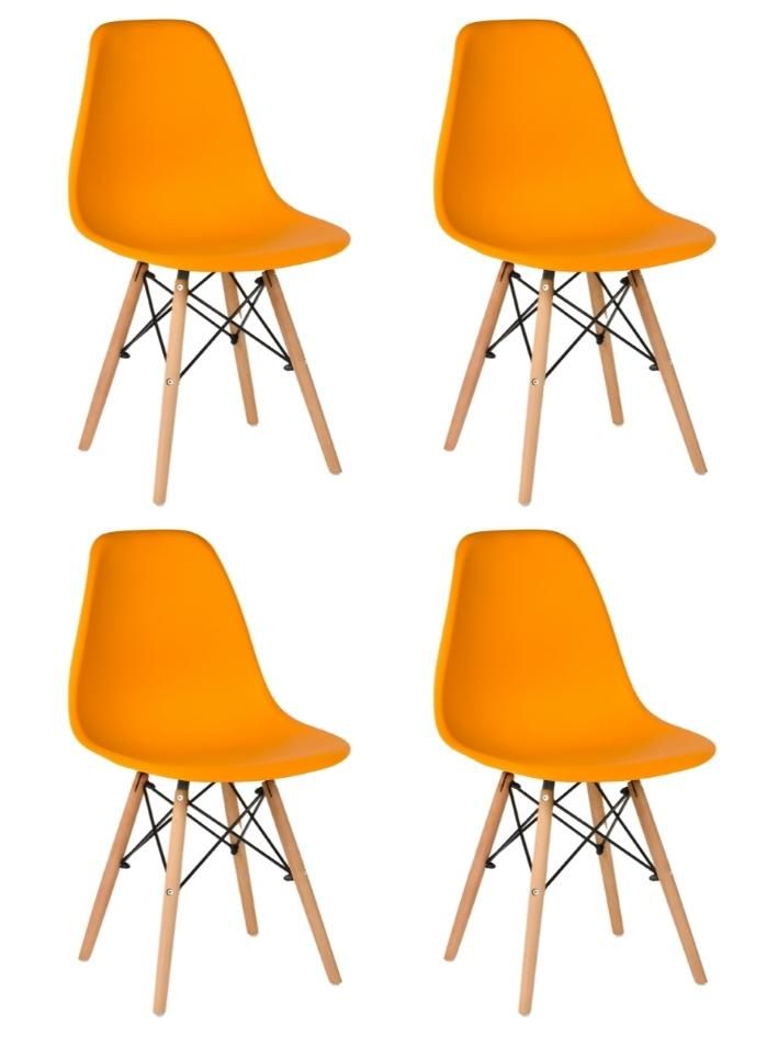 Стул для кухни СтулБержи EAMES DSW, деревянные ножки, 4 шт., оранжевый EAMES DSW-4