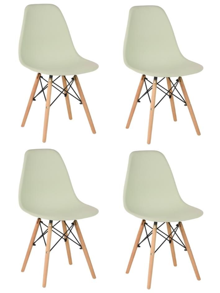 Стул для кухни СтулБержи EAMES DSW, деревянные ножки, 4 шт., сигнал серый