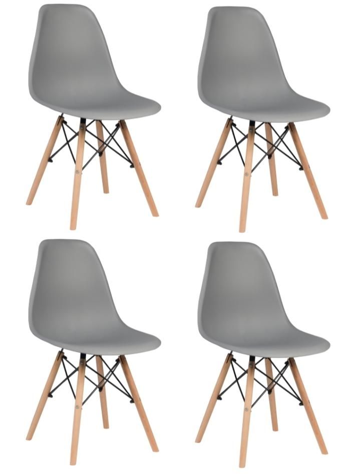 Стул для кухни СтулБержи EAMES DSW, деревянные ножки, 4 шт., темно-серый