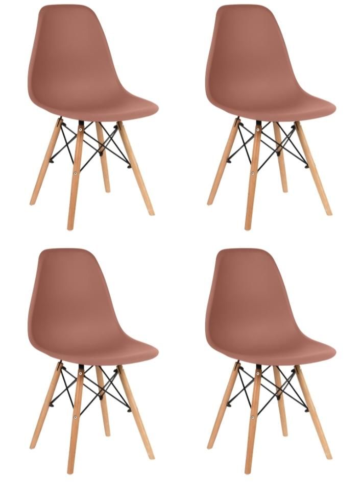 Стул для кухни СтулБержи EAMES DSW, деревянные ножки, 4 шт., шоколад