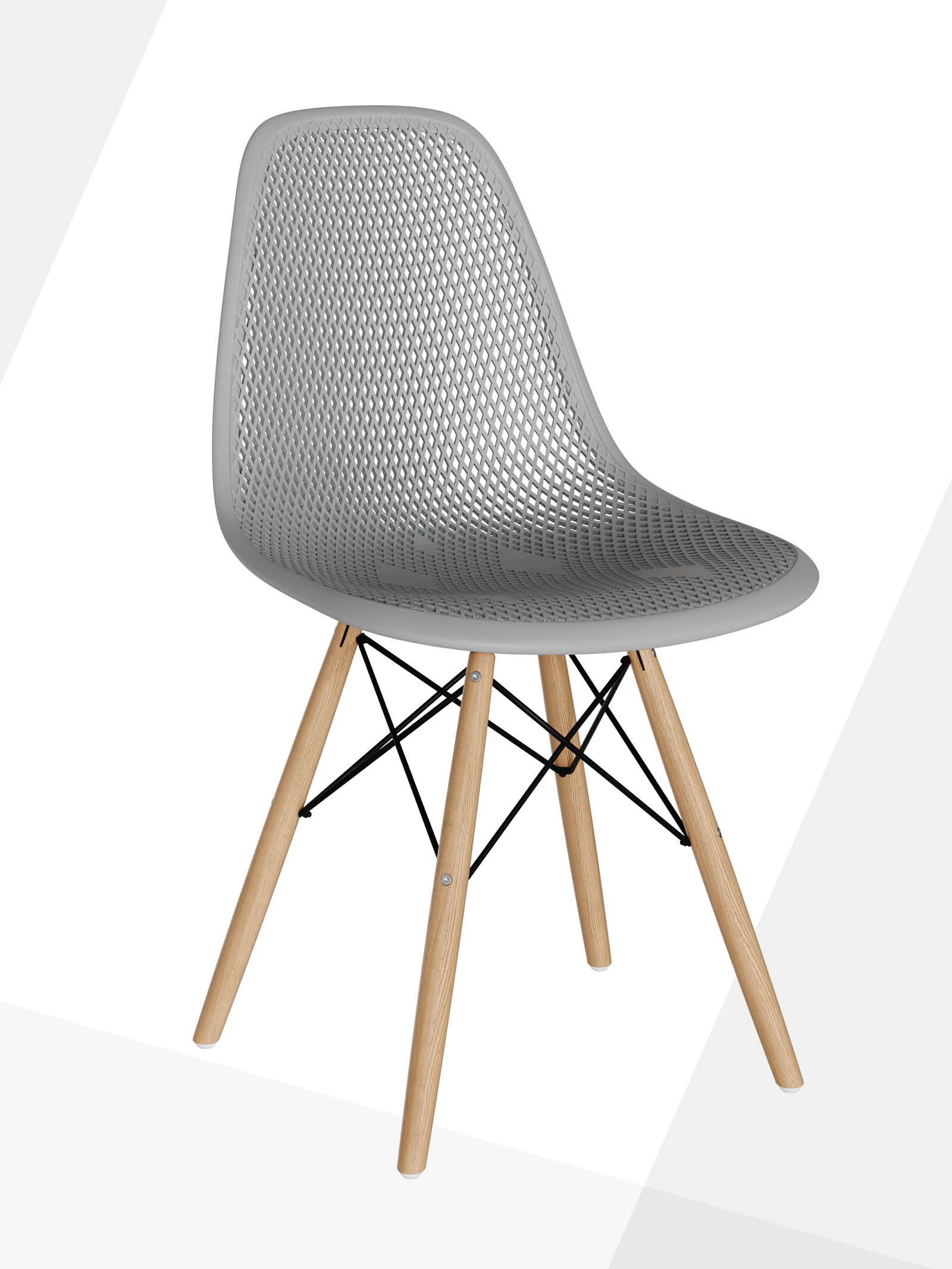 Стул для кухни СтулБержи EAMES DSW, деревянные ножки, 1 шт., серый