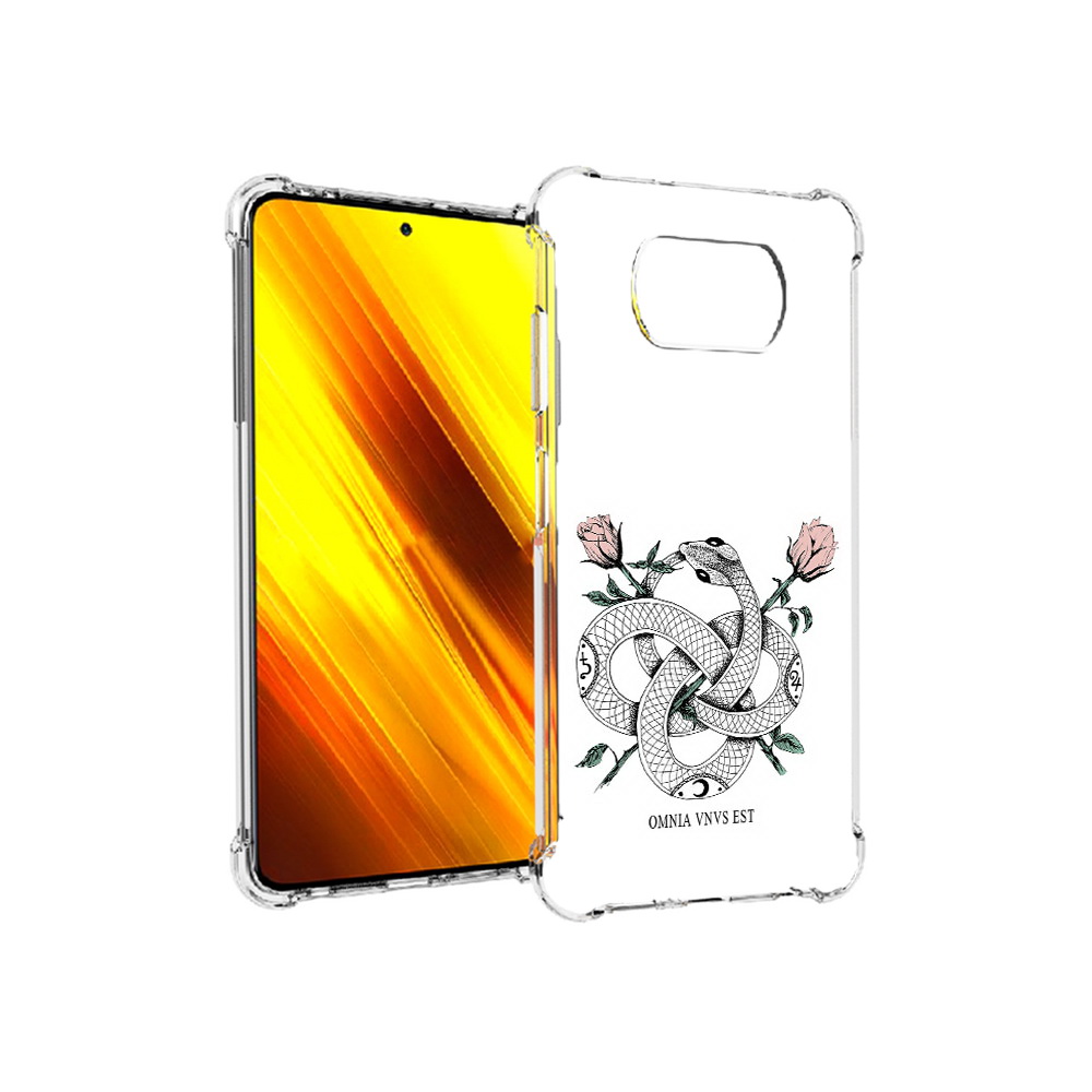 

Чехол MyPads Tocco для Xiaomi Poco X3 нарисованная змея абстракция (PT154881.262.502), Прозрачный, Tocco