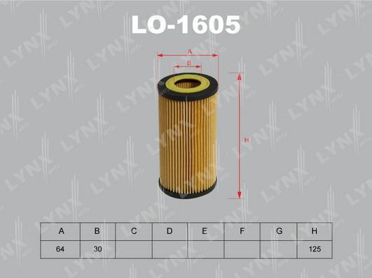 

Фильтр масляный LYNXauto LO-1605