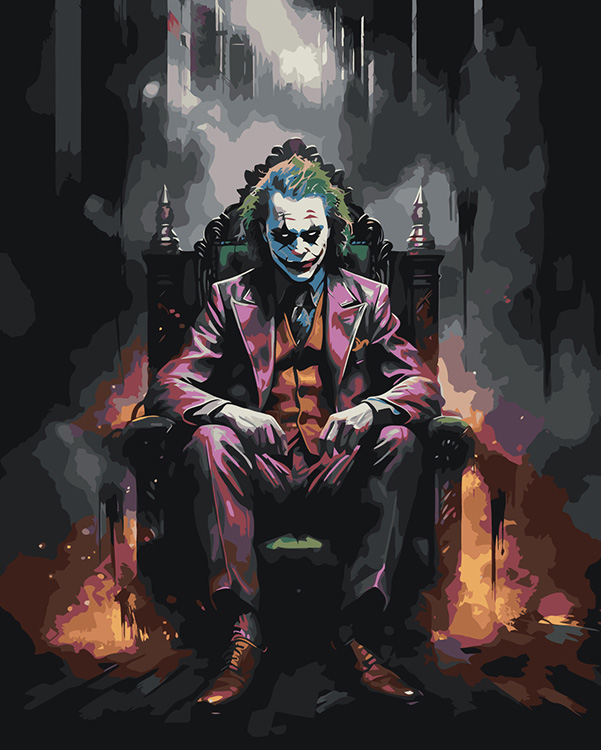 

Картина по номерам Цветное Джокер Joker Злодей на троне