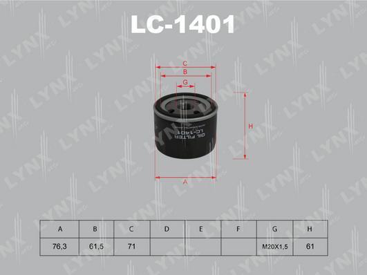 Фильтр масляный LYNXauto LC-1401