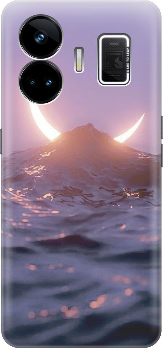 

Чехол на Realme GT Neo 5 "Месяц и море", Желтый;розовый, 158678