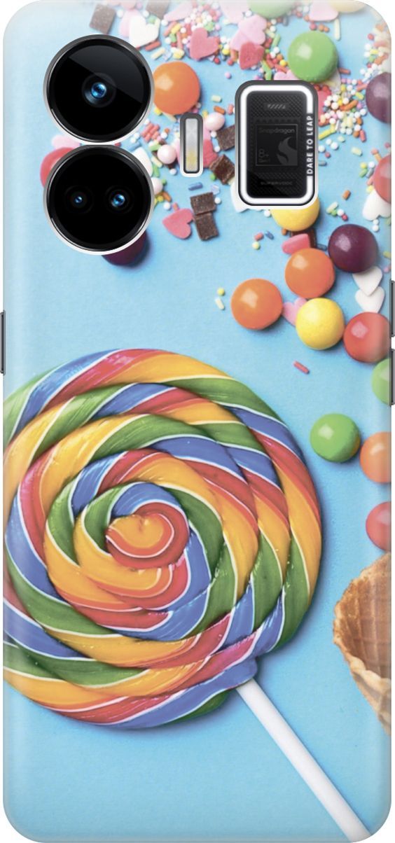 

Чехол на Realme GT Neo 5 "Разноцветный леденец", Голубой;желтый, 158666