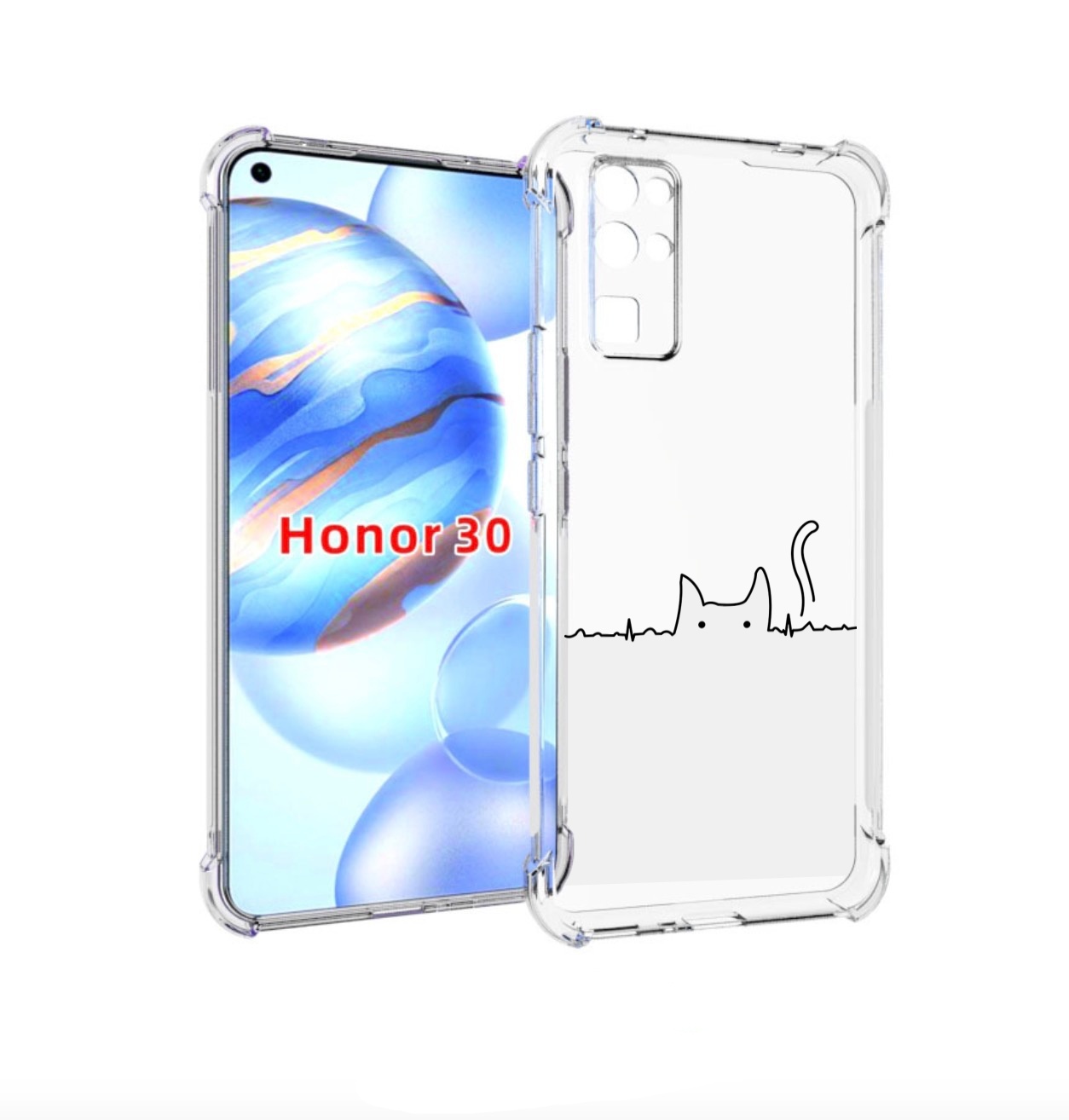

Чехол бампер MyPads кот-музыкальный для Honor 30 (BMH-AN10) прот, Прозрачный, Tocco