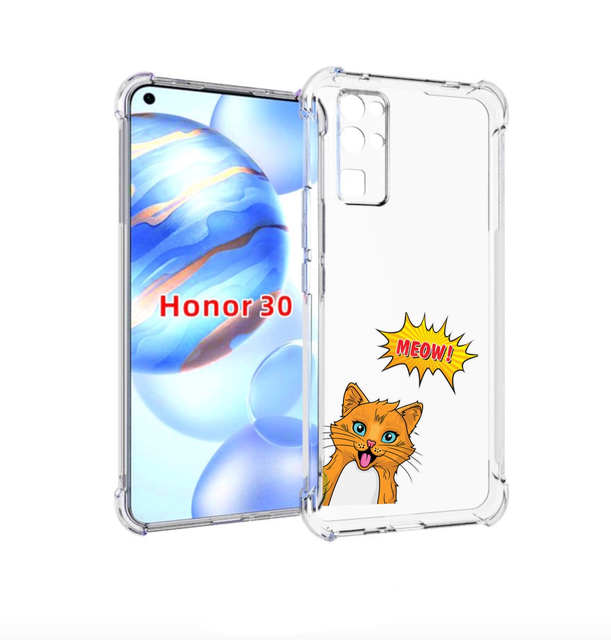 

Чехол бампер MyPads кот-мяу детский для Honor 30 (BMH-AN10) прот, Прозрачный, Tocco